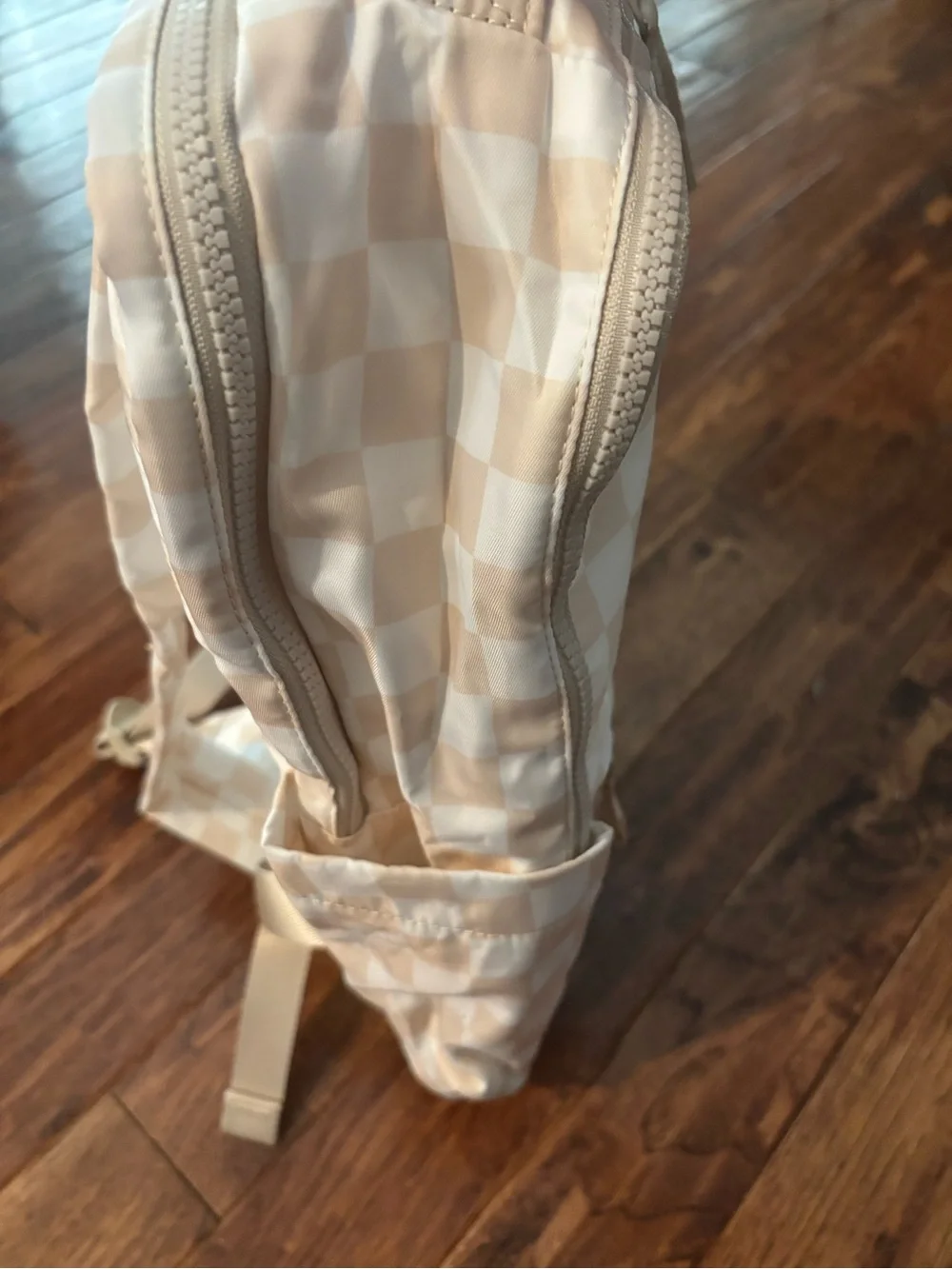 Amazon Beige & White Checkerboard Backpack